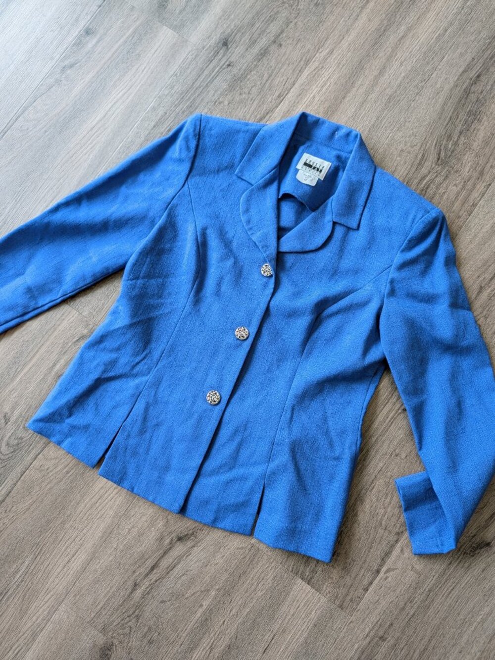 Vintage Leslie Fay Petite Blue Fitted Blazer Size 6P